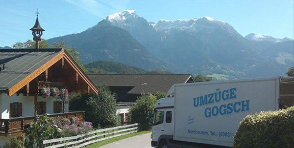 Umzugswagen in den Bergen der Firma UmzÃ¼ge Gogsch aus Nordhausen